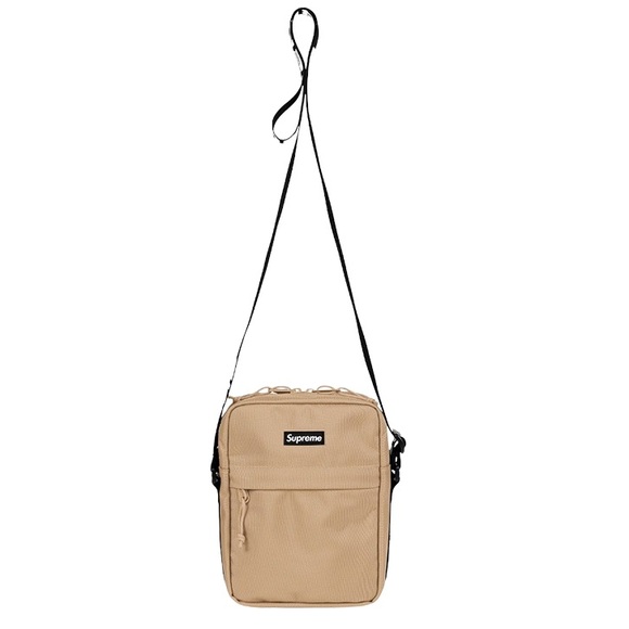 NWT Unisex Supreme Logo Strap Canvas Shoulder Bag In Sandy Tan 7” X 8.5” X 1.6” - Picture 5 of 15
